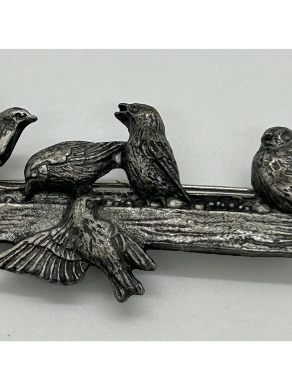 Pewter Bird Brooch M Bastian Vintage Pin 1999 Nature-Inspired Design